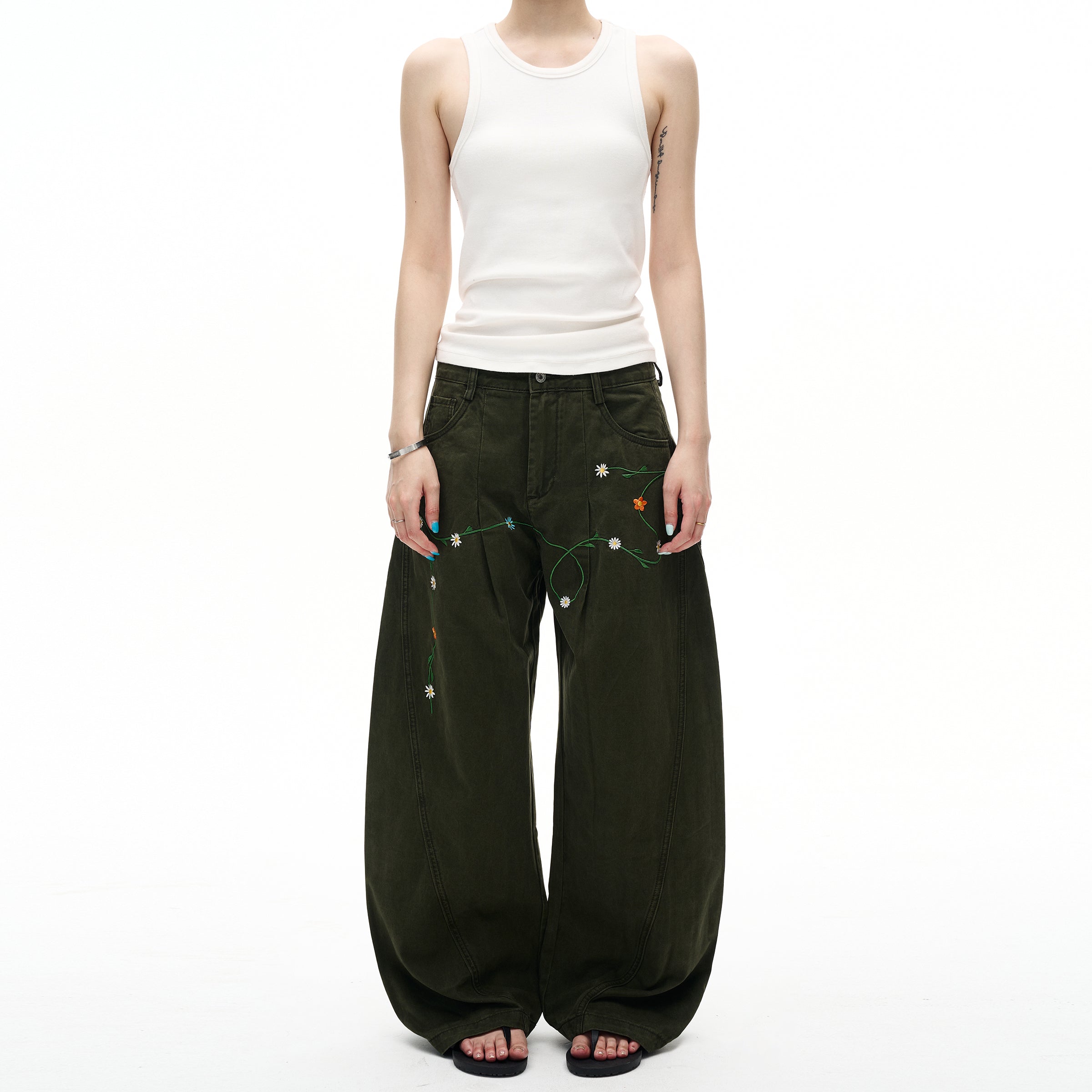 MADWITCH FLORAL PATCH CARGO PANTS #E5807