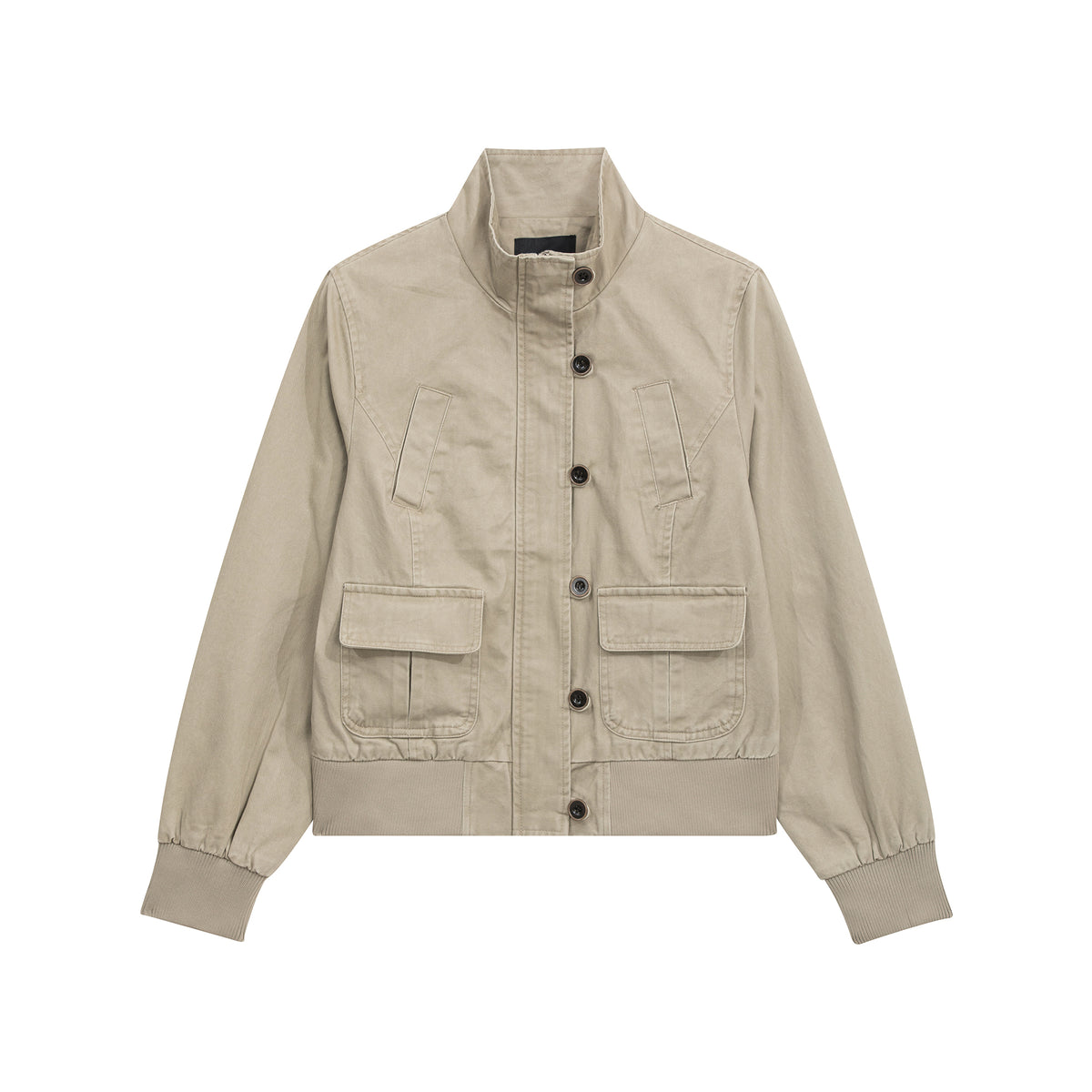 MADWITCH WASHED DISTRESSED MULTI-POCKET STAND-COLLAR CROPPED UTILITY JACKET #N606