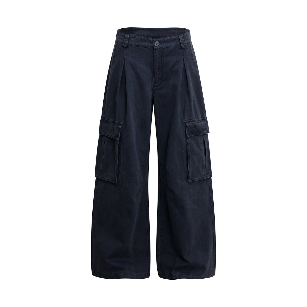 MADWITCH PLEATED WASHED CARGO WIDE-LEG TROUSERS #7621