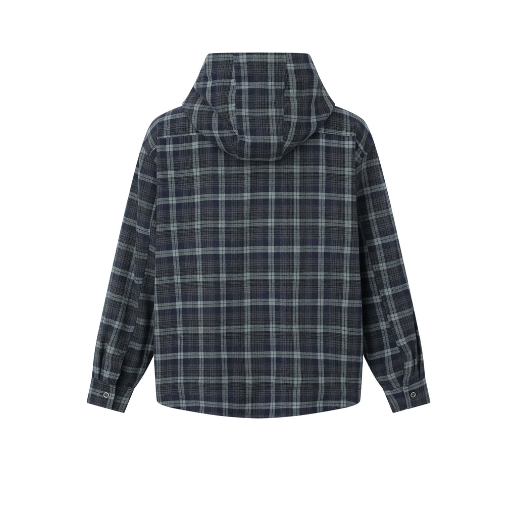 MADWITCH HOODED PLAID SHIRT JACKET #N2089