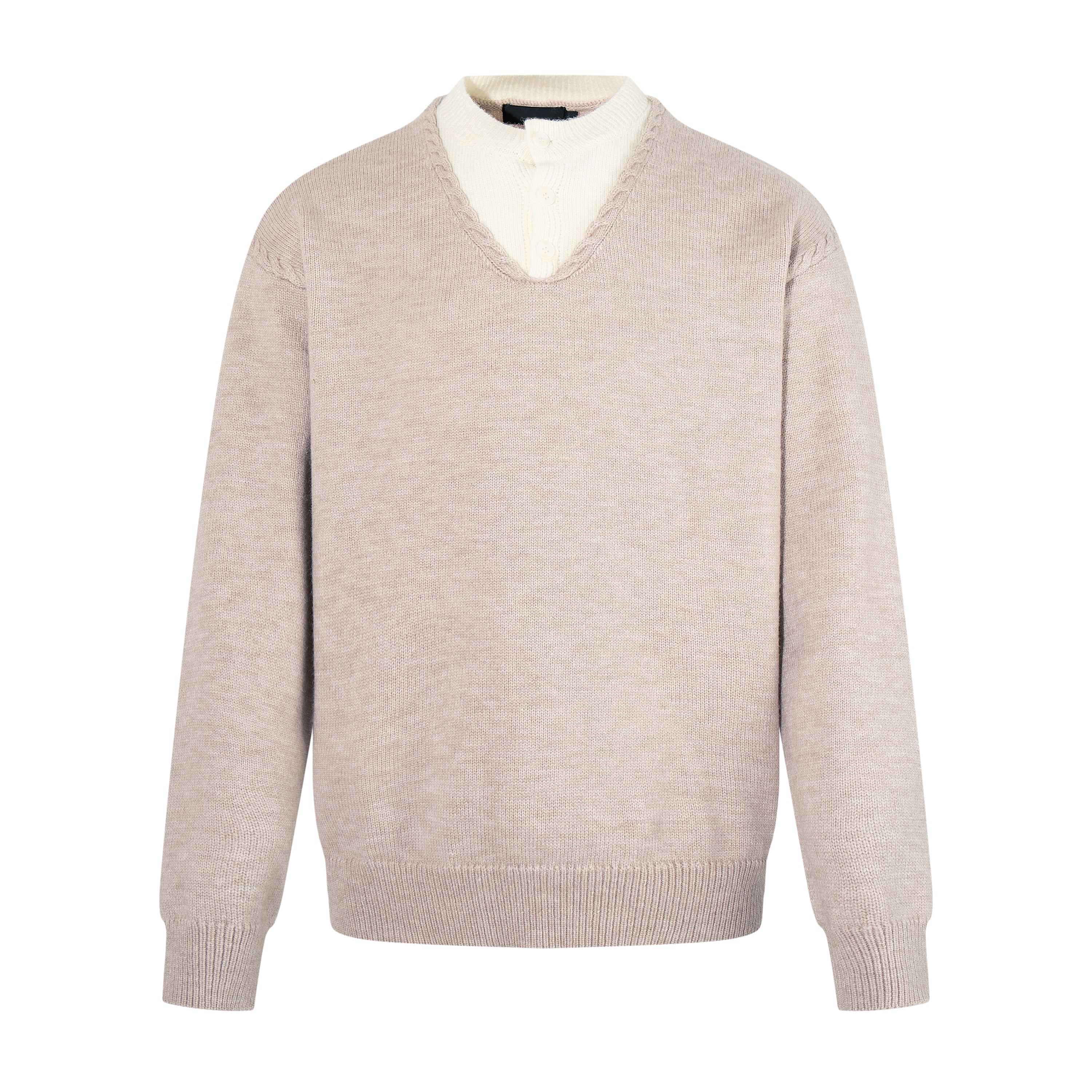 MADWITCH LAYERED HENLEY KNIT SWEATER #AW26832