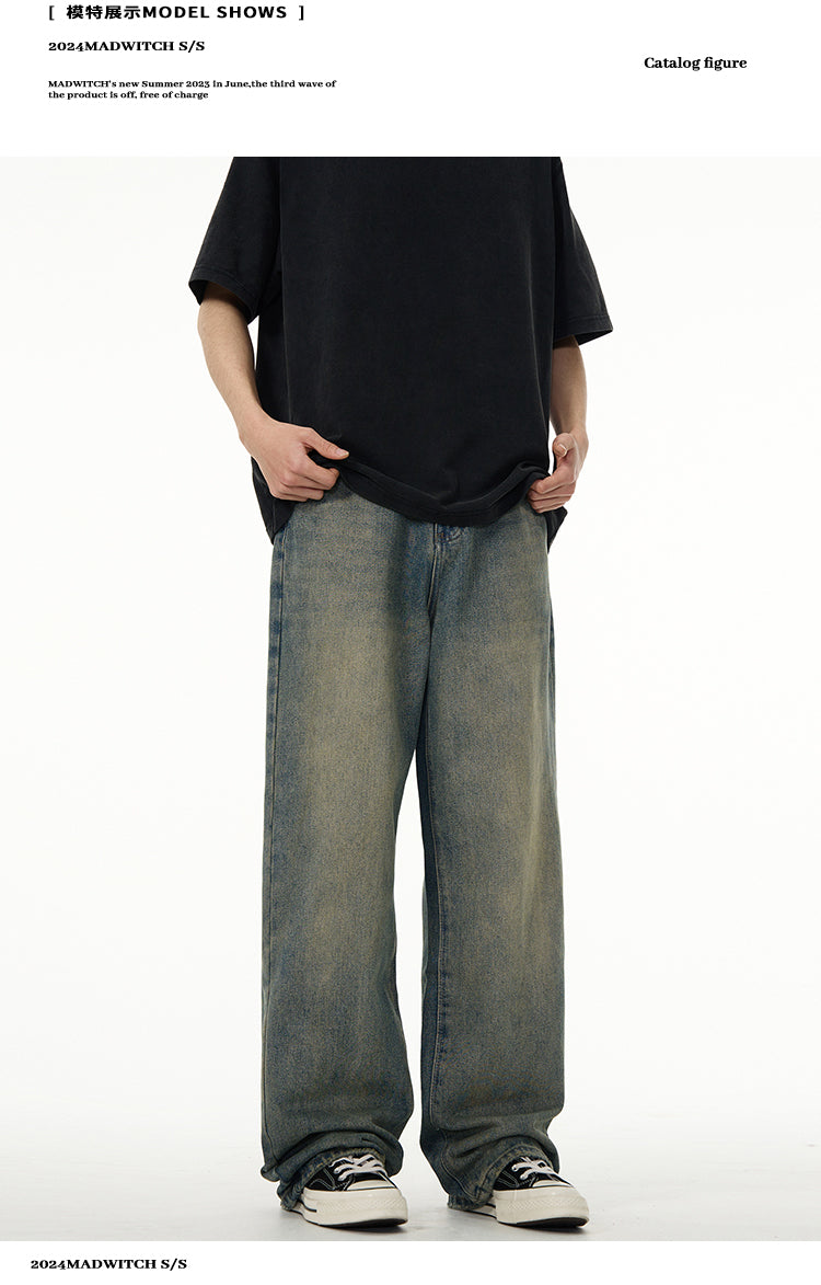 MADWITCH WIDE LEG WASHED JEANS #K8512