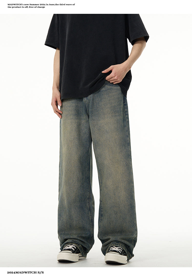 MADWITCH WIDE LEG WASHED JEANS #K8512