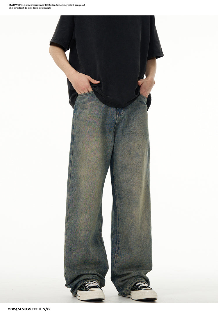 MADWITCH WIDE LEG WASHED JEANS #K8512