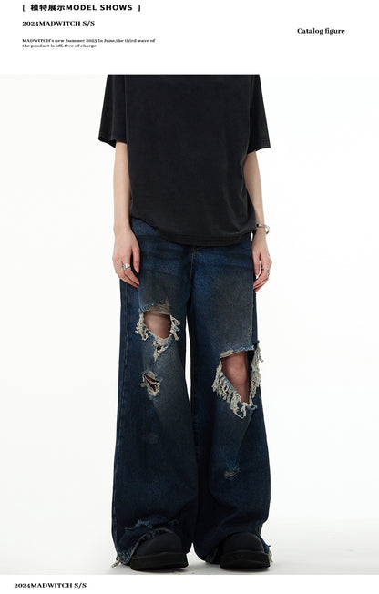 MADWITCH FRAYED RIPPED JEANS #K557