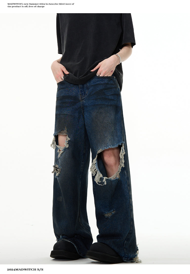 MADWITCH FRAYED RIPPED JEANS #K557