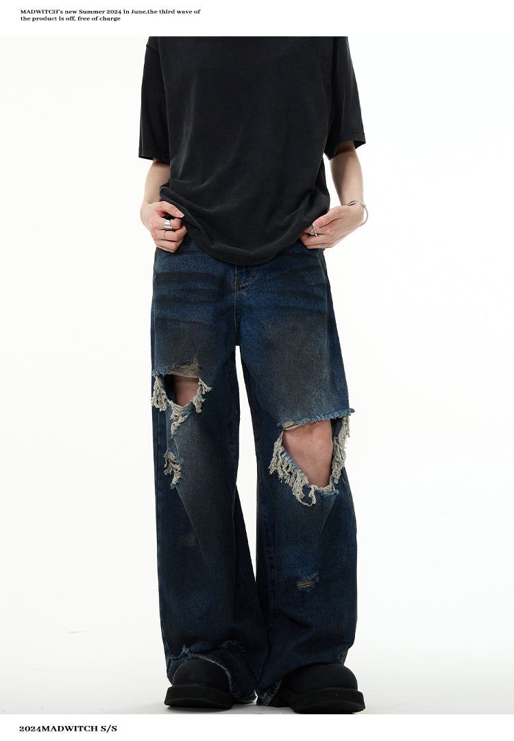 MADWITCH FRAYED RIPPED JEANS #K557