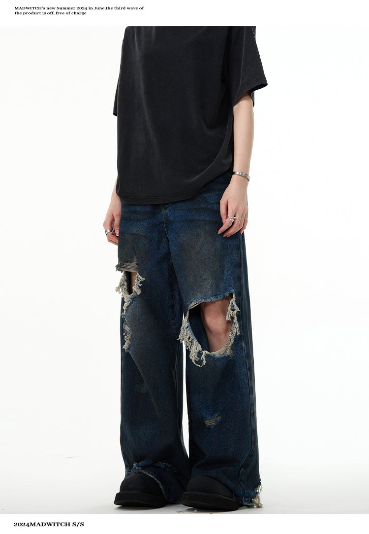 MADWITCH FRAYED RIPPED JEANS #K557