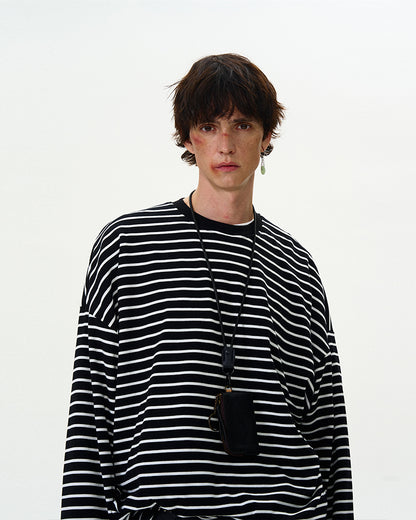 MADWITCH STRIPED LONG-SLEEVE T-SHIRT #Y833+