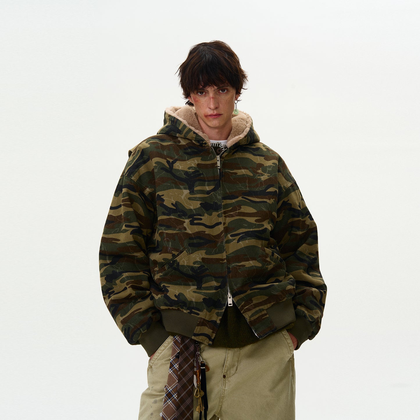 MADWITCH FLEECED CAMOUFLAGE COTTON JACKET #C147