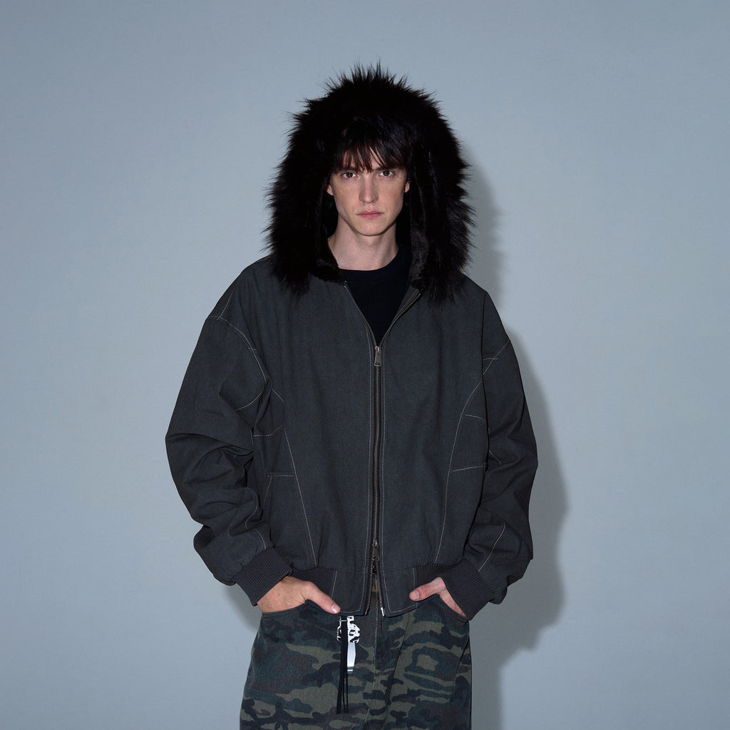 MADWITCH LOOSE FITTED FLEECE LINED JACKET #0191