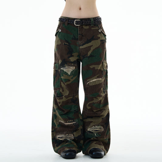 MADWITCH UNISEX CAMO CARGO UTILITY PANTS #Z013