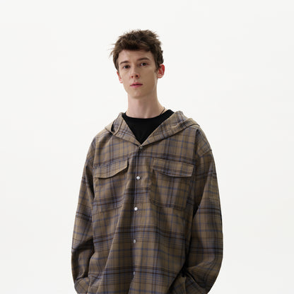 MADWITCH HOODED PLAID SHIRT #NR4675