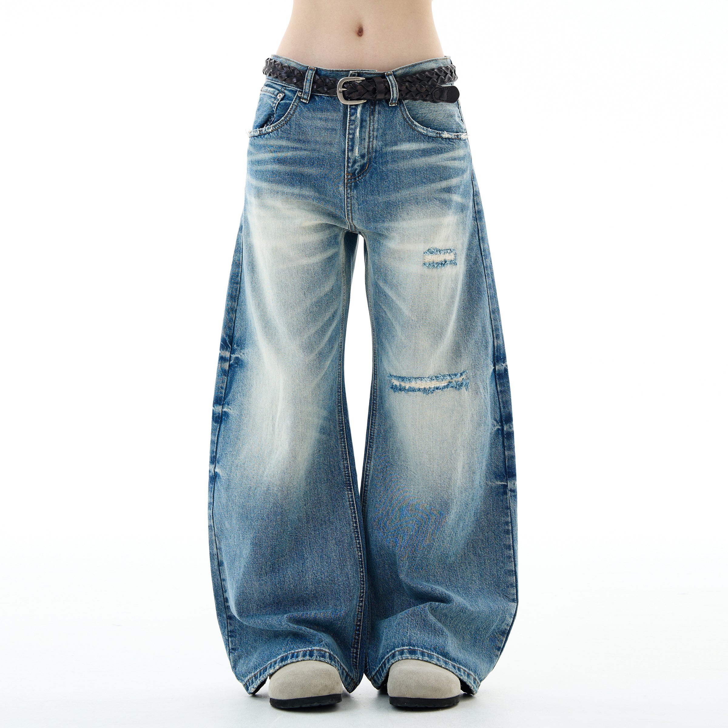 MADWITCH UNISEX INS STYLE DISTRESSED DENIM JEANS #G6867
