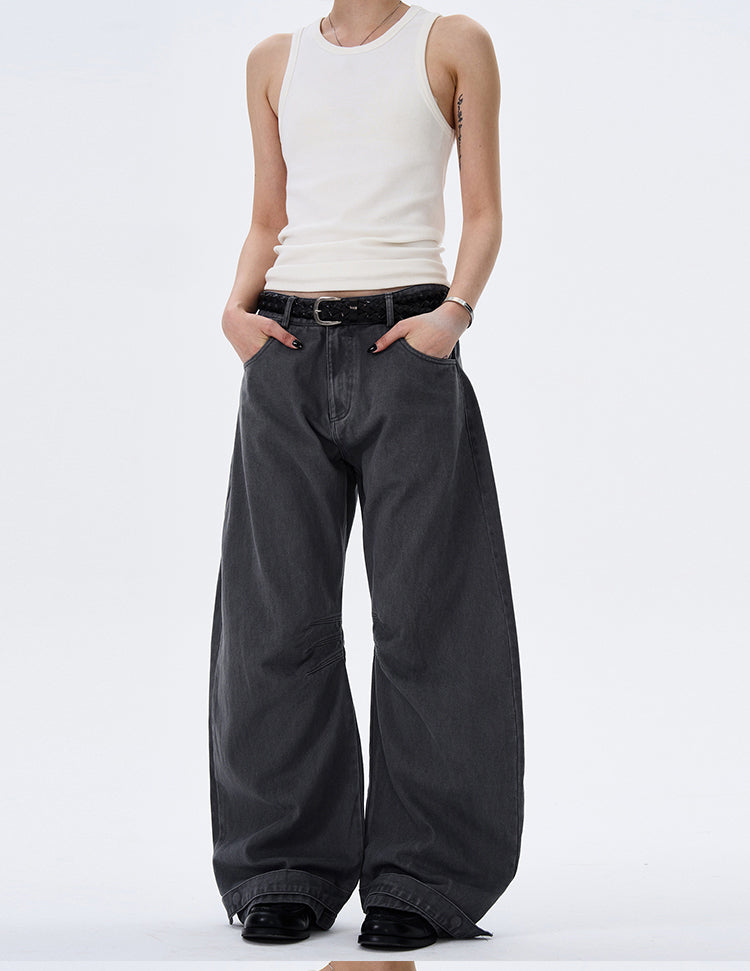 MADWITCH WIDE-LEG BEND-DESIGN JEANS #L4803