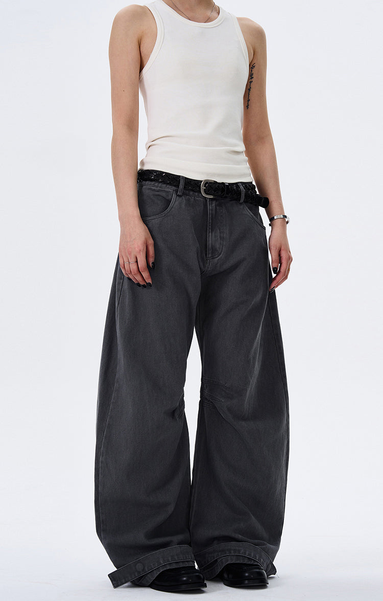 MADWITCH WIDE-LEG BEND-DESIGN JEANS #L4803