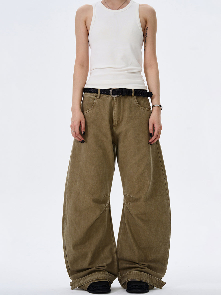 MADWITCH WIDE-LEG BEND-DESIGN JEANS #L4803