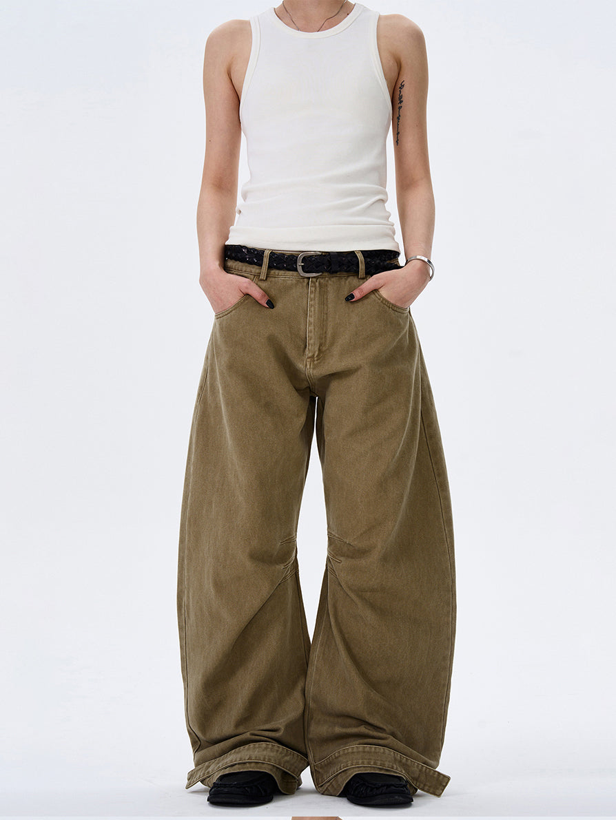 MADWITCH WIDE-LEG BEND-DESIGN JEANS #L4803