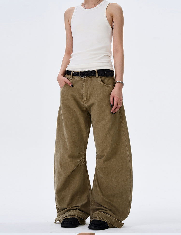 MADWITCH WIDE-LEG BEND-DESIGN JEANS #L4803