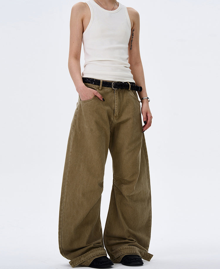MADWITCH WIDE-LEG BEND-DESIGN JEANS #L4803