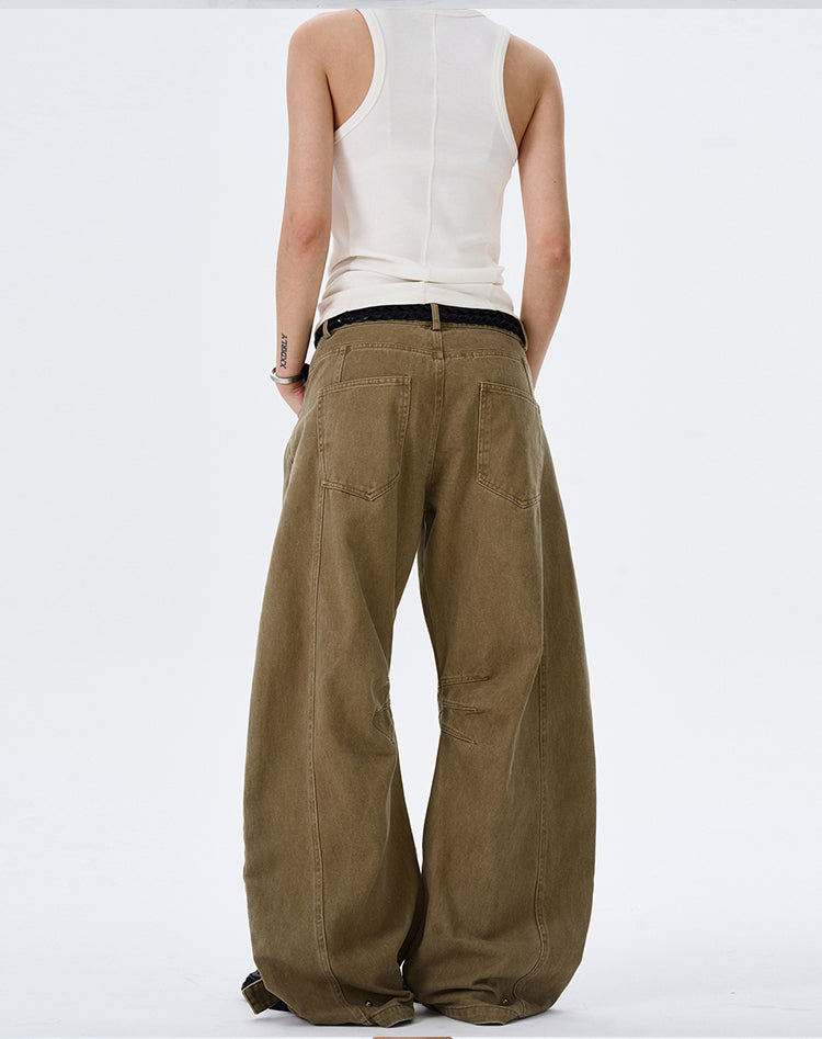 MADWITCH WIDE-LEG BEND-DESIGN JEANS #L4803
