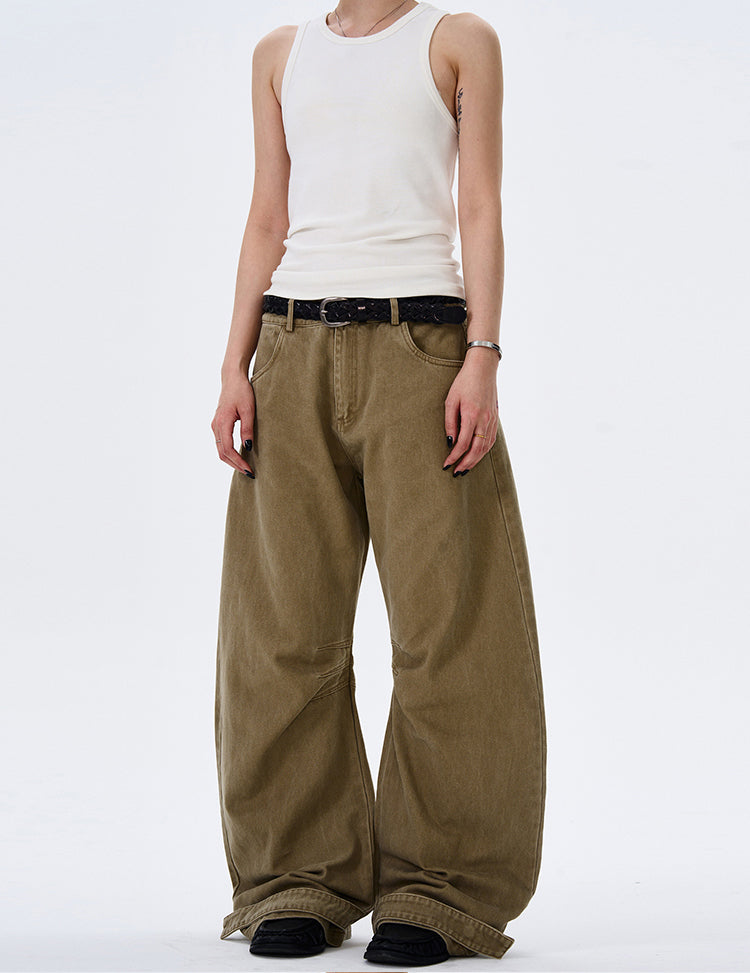 MADWITCH WIDE-LEG BEND-DESIGN JEANS #L4803