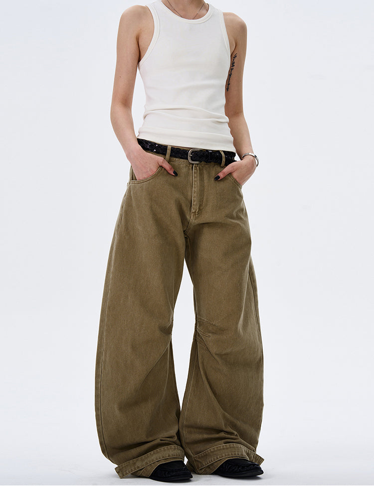 MADWITCH WIDE-LEG BEND-DESIGN JEANS #L4803