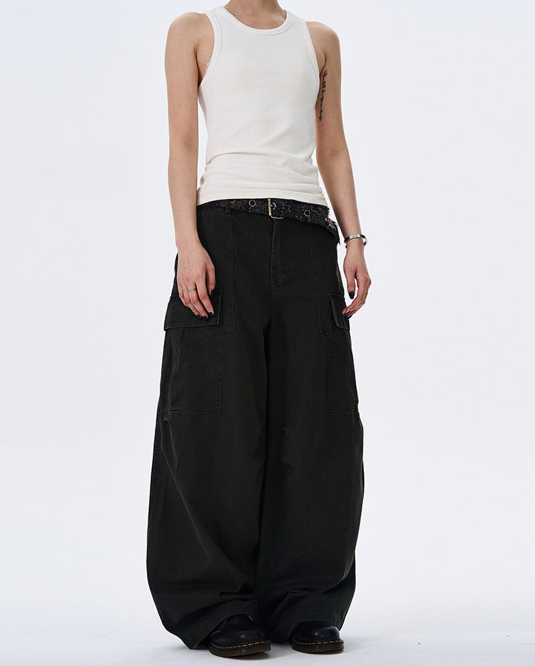 MADWITCH STREET VINTAGE WIDE-LEG CARGO PANTS #L4817