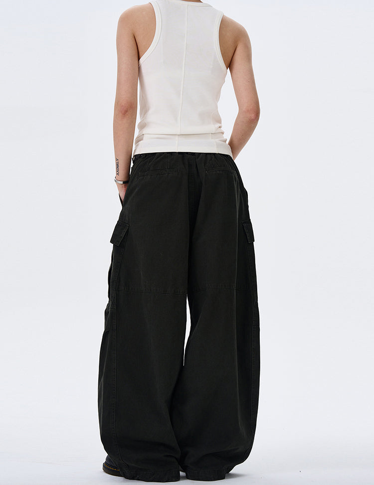 MADWITCH STREET VINTAGE WIDE-LEG CARGO PANTS #L4817