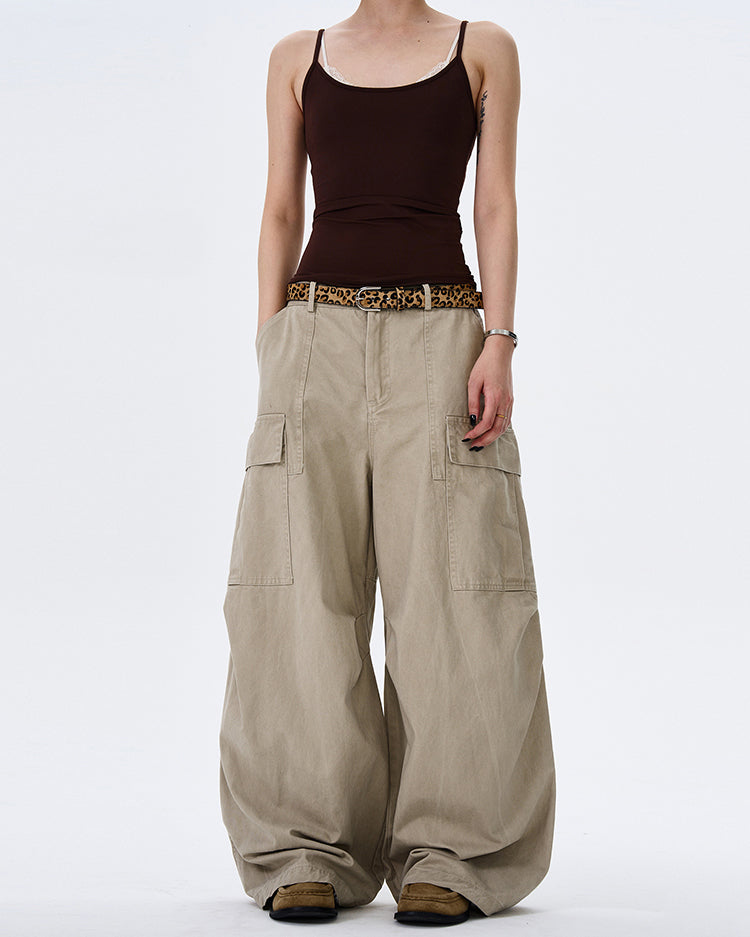 MADWITCH STREET VINTAGE WIDE-LEG CARGO PANTS #L4817