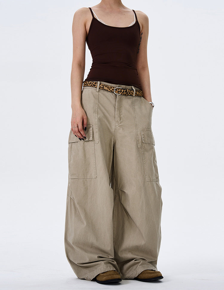 MADWITCH STREET VINTAGE WIDE-LEG CARGO PANTS #L4817