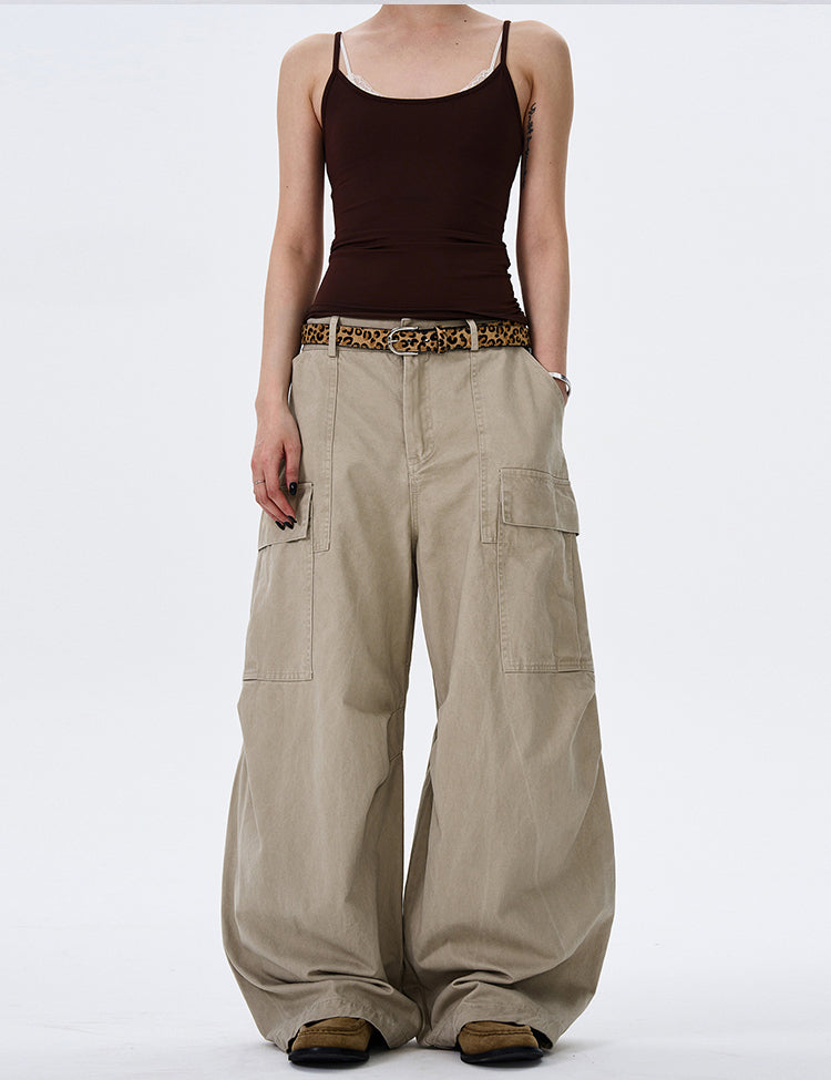 MADWITCH STREET VINTAGE WIDE-LEG CARGO PANTS #L4817
