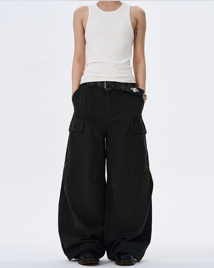 MADWITCH STREET VINTAGE WIDE-LEG CARGO PANTS #L4817