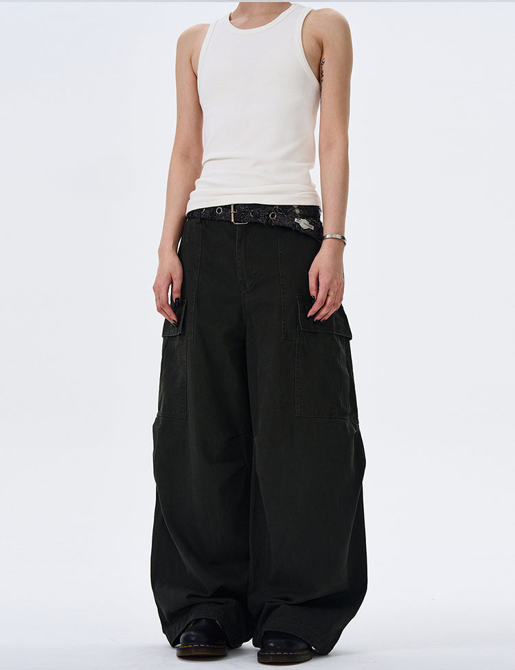 MADWITCH STREET VINTAGE WIDE-LEG CARGO PANTS #L4817