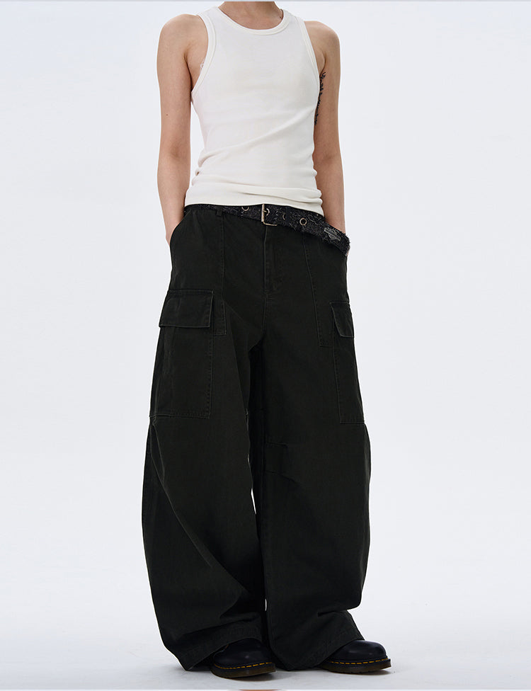 MADWITCH STREET VINTAGE WIDE-LEG CARGO PANTS #L4817