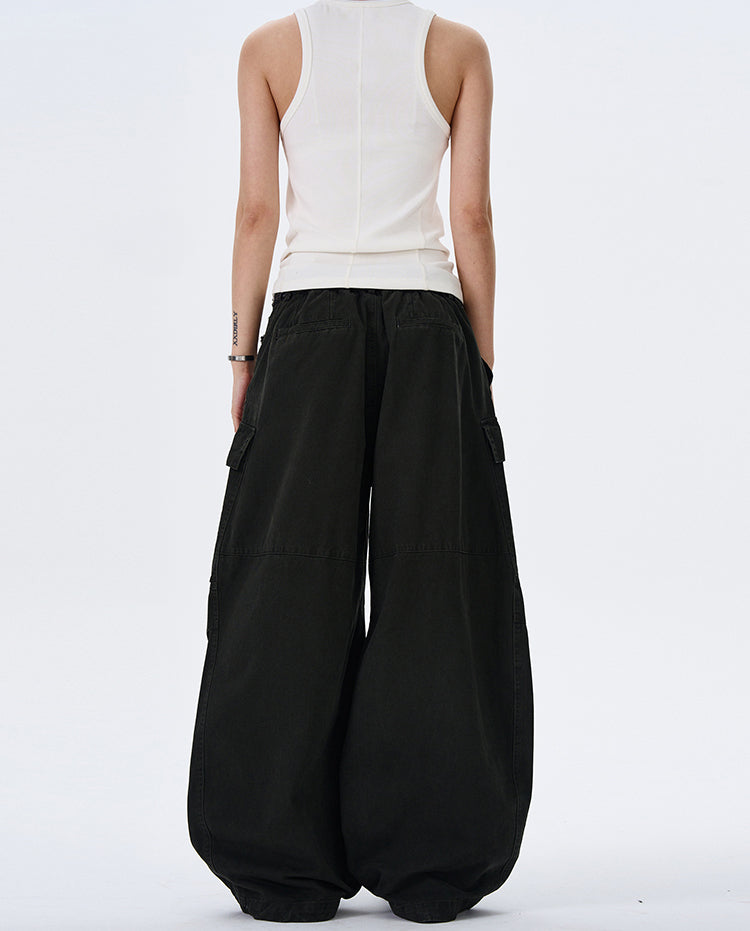 MADWITCH STREET VINTAGE WIDE-LEG CARGO PANTS #L4817