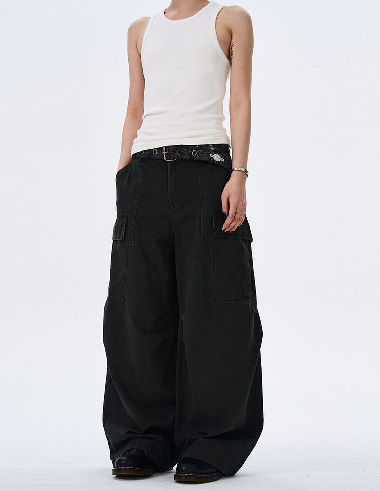 MADWITCH STREET VINTAGE WIDE-LEG CARGO PANTS #L4817