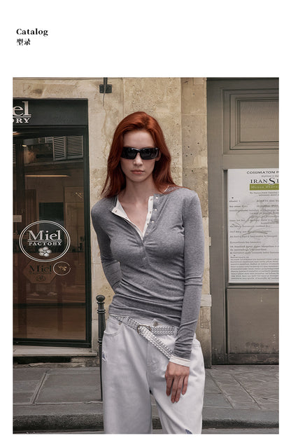 MADWITCH DOUBLE LAYER BUTTON SHIRT #G1439