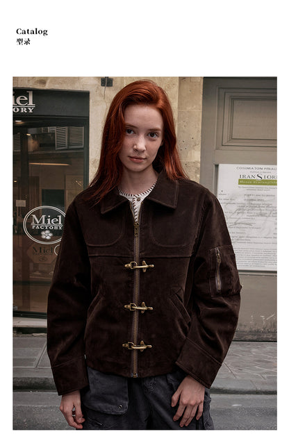 MADWITCH FAUX SUEDE CROP JACKET #MD256081
