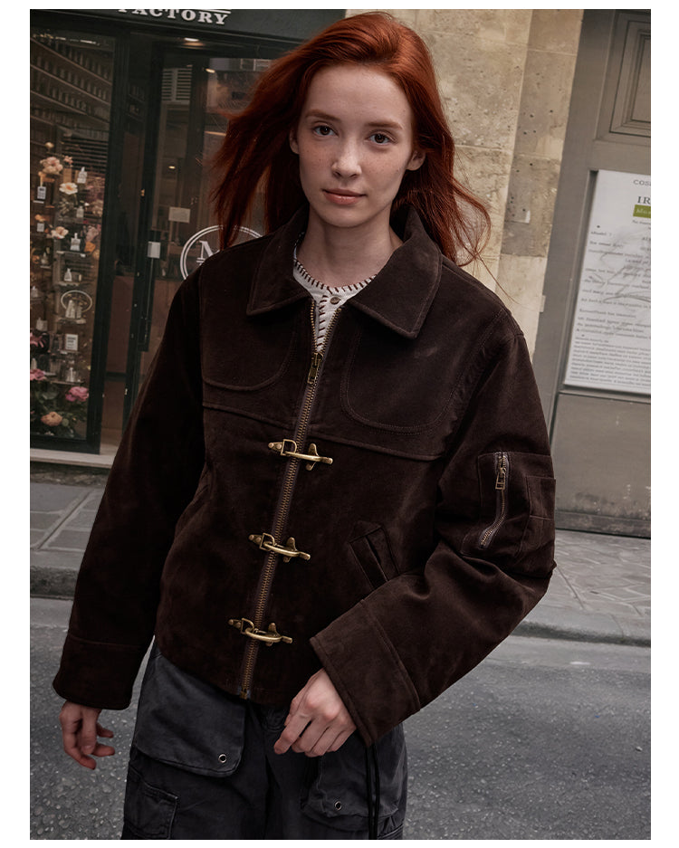 MADWITCH FAUX SUEDE CROP JACKET #MD256081