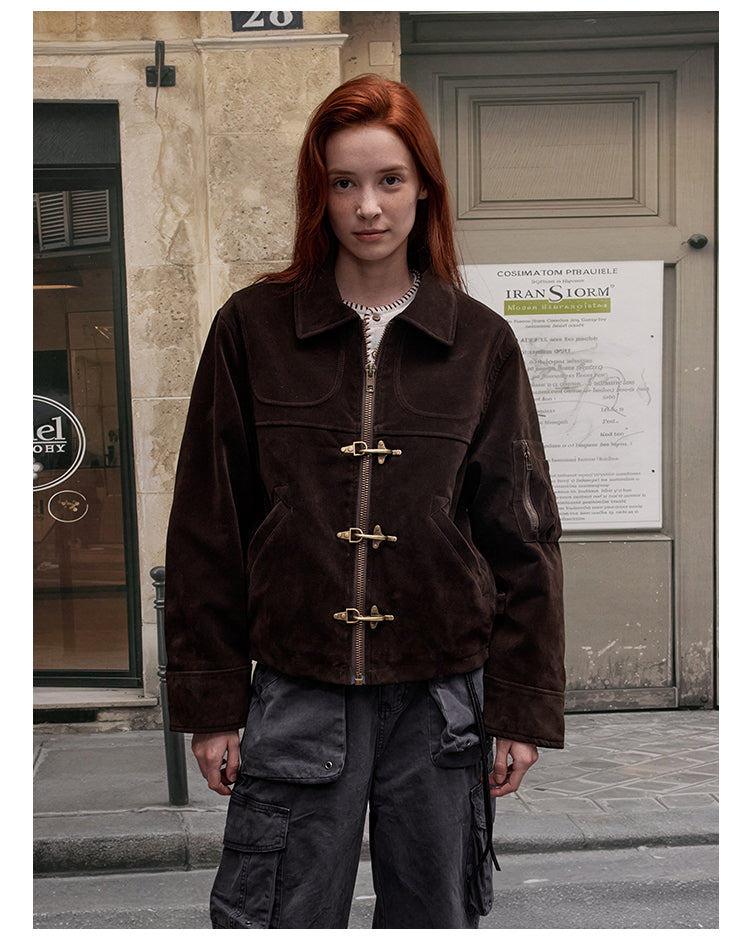 MADWITCH FAUX SUEDE CROP JACKET #MD256081