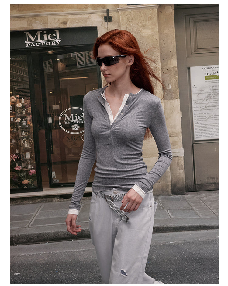 MADWITCH DOUBLE LAYER BUTTON SHIRT #G1439