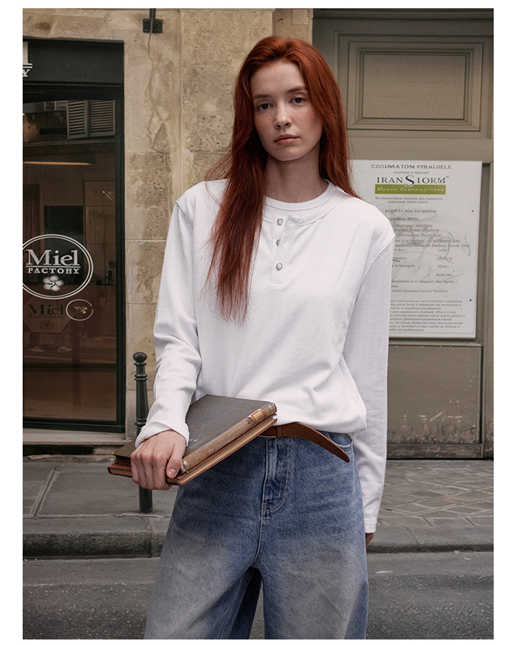 MADWITCH FAUX TWO-PIECE LAYERING TOP #880511