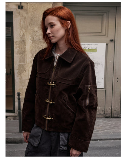 MADWITCH FAUX SUEDE CROP JACKET #MD256081