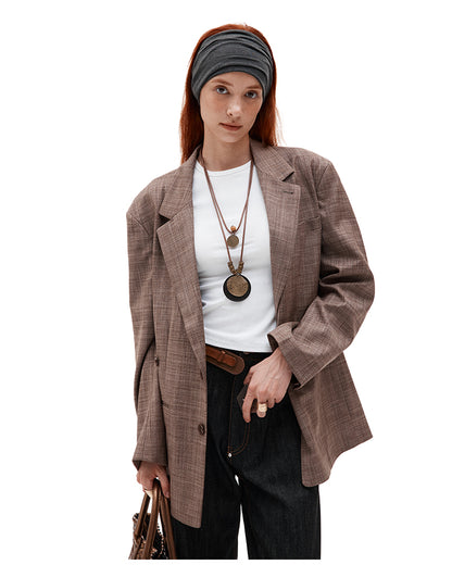 MADWITCH CHECKERED MID-LENGTH BLAZER #2712