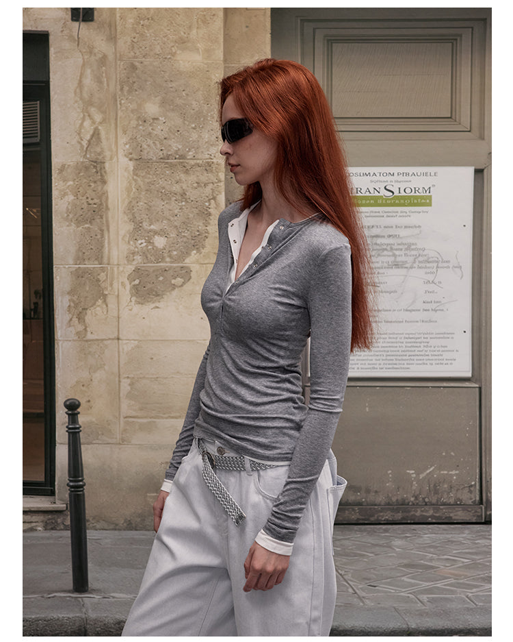 MADWITCH DOUBLE LAYER BUTTON SHIRT #G1439