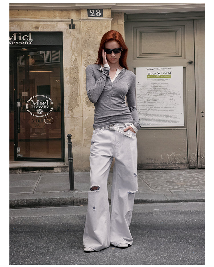 MADWITCH DOUBLE LAYER BUTTON SHIRT #G1439