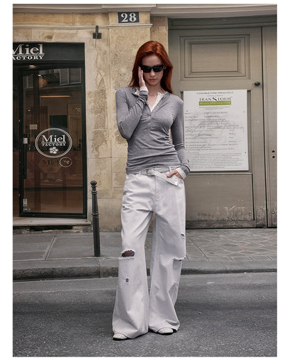 MADWITCH DOUBLE LAYER BUTTON SHIRT #G1439