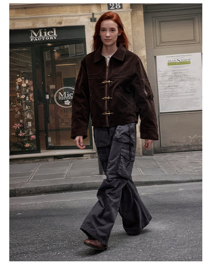 MADWITCH FAUX SUEDE CROP JACKET #MD256081