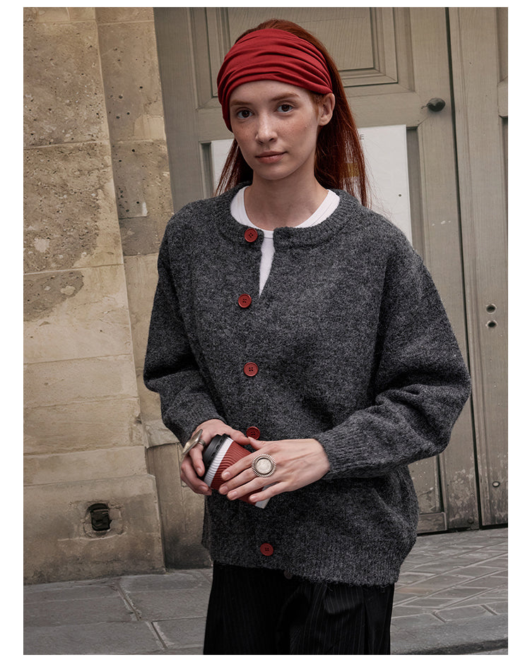 MADWITCH BUTTON FRONT KNIT SWEATER #AB1107